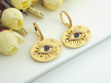 Load image into Gallery viewer, CZ Evil Eye Huggie Earrings, Sku#J236
