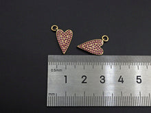 Load image into Gallery viewer, Fuchsia CZ Micro Pave Heart Pendant, Cubic Zirconia Heart Pendant, Gold Tone pendant,9x16mm, sku#F1120