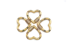 Load image into Gallery viewer, Gold Micro Pave Heart with Colorful CZ Cross Patten Clasp, Heart Lock, CZ Pave Gold Plated Clasp, 28x30mm,mm, sku#H267