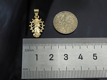 Load image into Gallery viewer, CZ Micro Pave Virgin Mary On Oval  Stand Shaped Pendant/Charm,24K Gold Cubic Zirconia Pendant Charm,11x18mm,sku#F1262