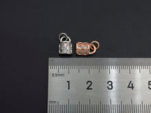 Load image into Gallery viewer, CZ Micro Pave Lock Pendant/Charm, Clear Cubic Zirconia Pave Charm, Silver/Gold/Rose Gold/Black Plated, 7x10mm, sku#F1135