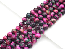 Load image into Gallery viewer, NEW COLOR!! Natural High Quality Fuchsia Green Tiger Eye Beads,6mm/8mm/10mm/12mm Round Smooth,Fuchsia Green,15.5" Full Strand,Sku#UA216