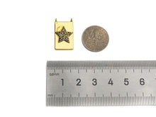 Load image into Gallery viewer, Colorful CZ Micro Pave Heart Cross Star On Rectangle Charms, Dainty Charms Pendant, Rectangle Necklace Pendant, 12x21mm, Sku#F1345