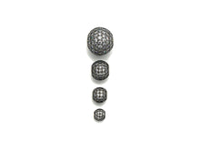 Load image into Gallery viewer, Rhodium CZ Micro Pave Round Ball Bead, 6mm/8mm/10mm/12mm, Cubic Zirconia Pave Beads, Antique Silver Shamballa beads, sku#X129