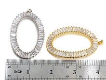 Load image into Gallery viewer, Large Micro Pave Bagette CZ Oval Pendant, Cubic Zirconia  O Shape Pendant, Silver/Gold Tone, 39x62mm, Sku#FH82