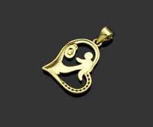 Load image into Gallery viewer, CZ Micro Pave Mama and Baby On Heart Frame Shape Pendant, 18K Gold Filled Mom Charm, Mother's Day Necklace Pendant,16x20mm,Sku#LD132
