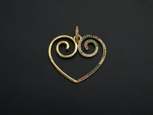 Load image into Gallery viewer, Colorful CZ Curved Heart Pendant,Sku#F1121C
