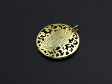 Load image into Gallery viewer, Mary Pendant/Charm, Filigree Mary Disc Pendant, Cubic Zirconia Pendant, Gold Tone, 25mm, Sku#FH23