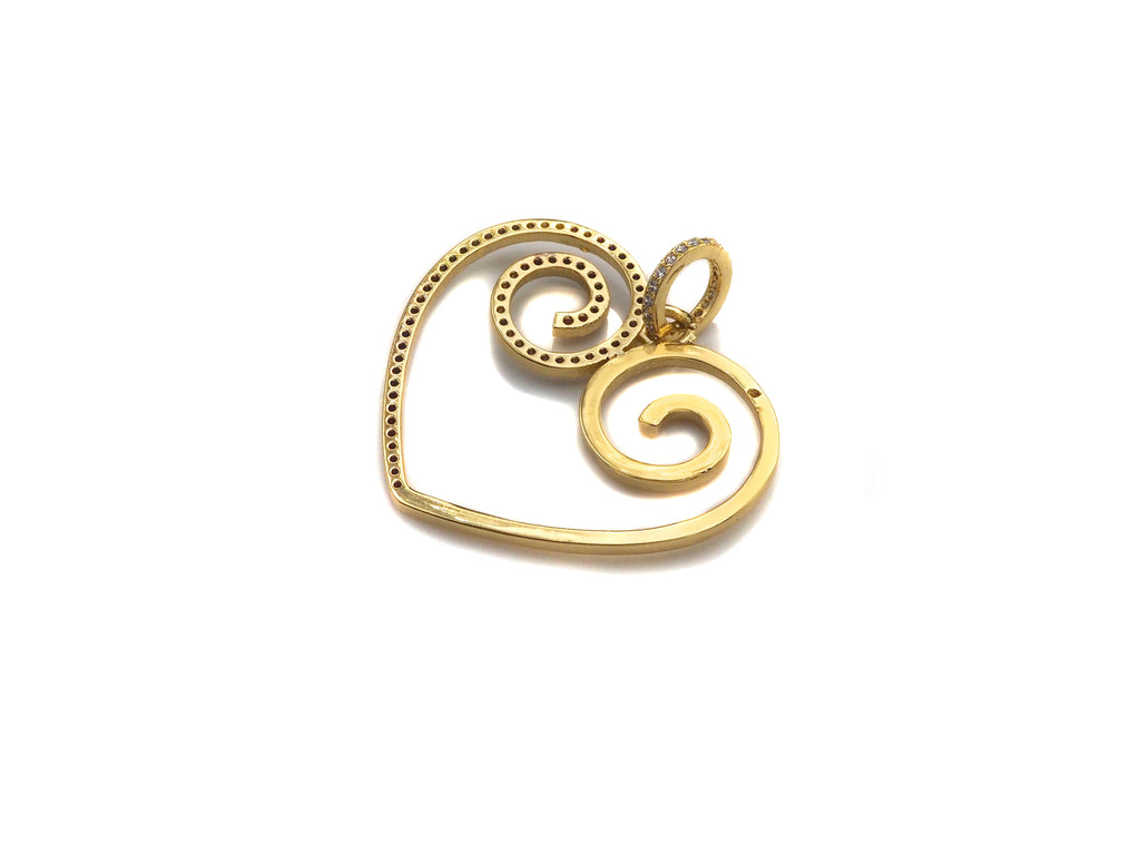 Colorful CZ Curved Heart Pendant,Sku#F1121C