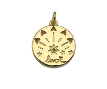 Load image into Gallery viewer, CZ Micro Pave Luck North Star Coin Pendant/Charm,Sku#L405