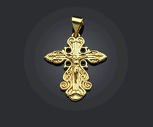 Load image into Gallery viewer, CZ Micro Pave Jesus Figure Ankh Cross Shaped Pendant/Charm,24K Gold Radiate Cubic Zirconia Pendant Charm,19x22mm,sku#F1263