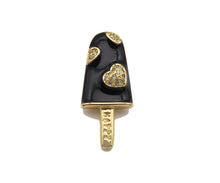Load image into Gallery viewer, Micro Pave Enamel Heart On Enamel Ice Cream Charm, Red Black, Lollipop Charm, Colorful Enamel Pendant, 11x25mm, sku#LK166