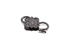 Load image into Gallery viewer, CZ Micro Pave Clover InterLock Clasp, Buckle Interlock, Interlocking Clasp Fastener, 16x26mm, sku#H286