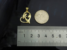 Load image into Gallery viewer, CZ Micro Pave Mama and Baby On Heart Frame Shape Pendant, 18K Gold Filled Mom Charm, Mother's Day Necklace Pendant,16x20mm,Sku#LD132