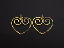 Load image into Gallery viewer, Colorful CZ Curved Heart Pendant,Sku#F1121C