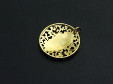 Load image into Gallery viewer, Mary Pendant/Charm, Filigree Mary Disc Pendant, Cubic Zirconia Pendant, Gold Tone, 25mm, Sku#FH23