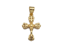 Load image into Gallery viewer, 18k Dainty Gold Flower Cross Shape Charms, Dainty Charms,  Sku#F1300
