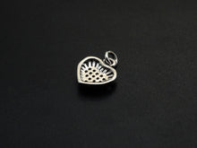 Load image into Gallery viewer, CZ Micro Pave Heart Shaped Pendant/Charm with Lace Edge, Clear Cubic Zirconia Pave Charm, Silver/Gold Plated, 10x11mm, sku#F1136