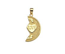 Load image into Gallery viewer, Love Heart On Cresent Moon Shape Pendant,18K Gold Charm, Necklace Bracelet Charm Pendant,16x30mm,Sku#FH164