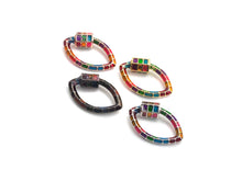 Load image into Gallery viewer, Colorful Enamel pave Oval Evil Eye Shape Clasp, Gold/Silver/Rose Gold/Gunmetal Carabiner Clasp, 15x25mm, sku#H228