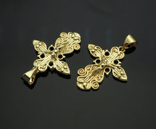 Load image into Gallery viewer, CZ Micro Pave Jesus Figure Ankh Cross Shaped Pendant/Charm,24K Gold Radiate Cubic Zirconia Pendant Charm,19x22mm,sku#F1263
