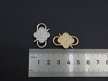 Load image into Gallery viewer, CZ Micro Pave Clover InterLock Clasp, Buckle Interlock, Interlocking Clasp Fastener, 16x26mm, sku#H286