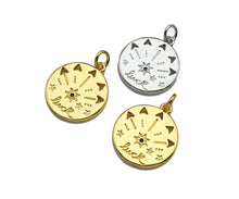 Load image into Gallery viewer, CZ Micro Pave Luck North Star Coin Pendant/Charm,Sku#L405