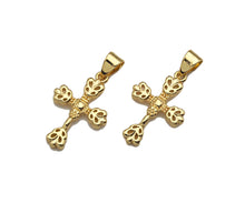 Load image into Gallery viewer, 18k Dainty Gold Flower Cross Shape Charms, Dainty Charms,  Sku#F1300