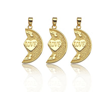 Load image into Gallery viewer, Love Heart On Cresent Moon Shape Pendant,18K Gold Charm, Necklace Bracelet Charm Pendant,16x30mm,Sku#FH164