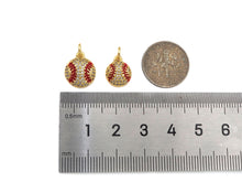 Load image into Gallery viewer, CZ Micro Pave Gold Silver Baseball Charm, Cubic Zirconia Baseball Pendant, Sport Ball Charm, 10x12/11x13mm,Sku#F1353