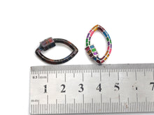 Load image into Gallery viewer, Colorful Enamel pave Oval Evil Eye Shape Clasp, Gold/Silver/Rose Gold/Gunmetal Carabiner Clasp, 15x25mm, sku#H228