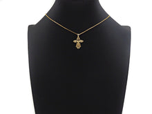 Load image into Gallery viewer, CZ Micro Pave Jesus Figure Ankh Cross Shaped Pendant/Charm,24K Gold Radiate Cubic Zirconia Pendant Charm,19x22mm,sku#F1263