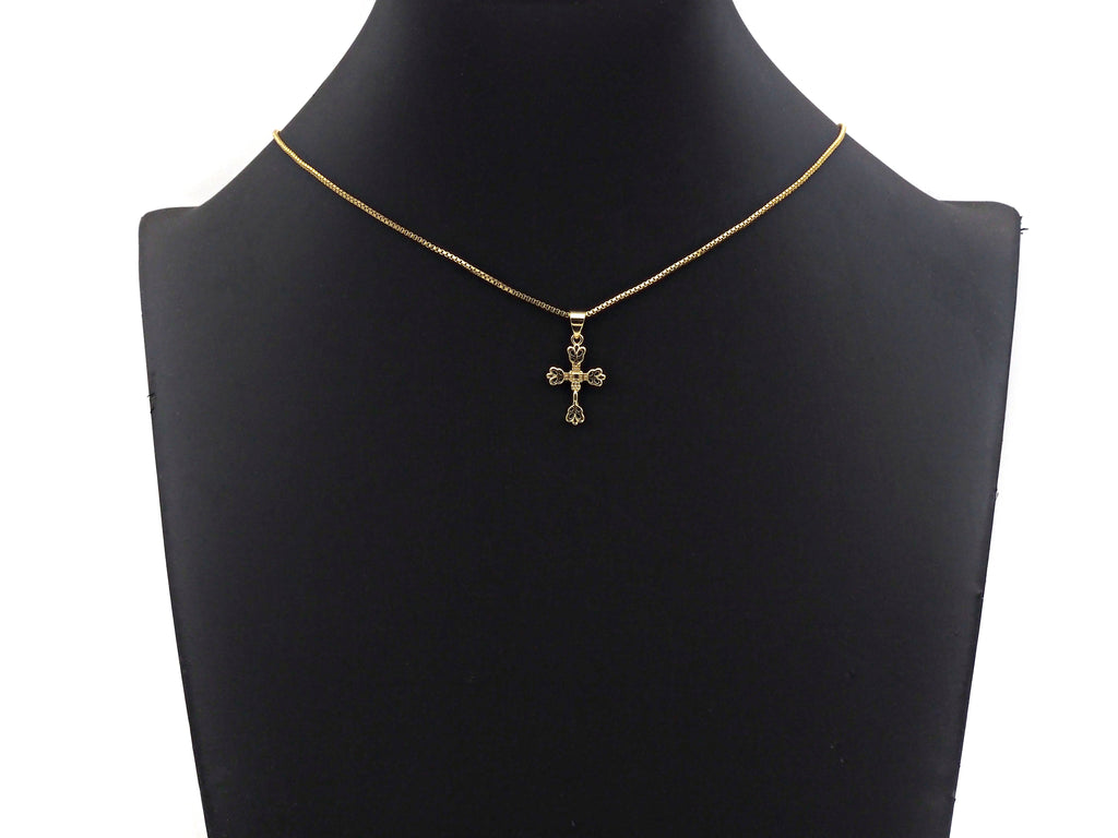 18k Dainty Gold Flower Cross Shape Charms, Dainty Charms,  Sku#F1300