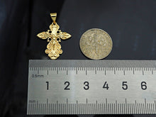 Load image into Gallery viewer, CZ Micro Pave Jesus Figure Ankh Cross Shaped Pendant/Charm,24K Gold Radiate Cubic Zirconia Pendant Charm,19x22mm,sku#F1263