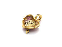Load image into Gallery viewer, Fuchsia CZ Micro Pave Cupid's Arrow Heart  Pendant, Cubic Zirconia Heart Pendant, Gold Tone pendant, 19mm, sku#F1122