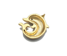 Load image into Gallery viewer, Gold Dolphin Shape CZ Micro Pave Charms,  23x25mm, Sku#F1278C