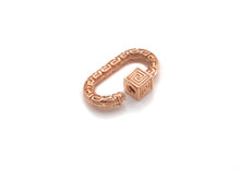Load image into Gallery viewer, NEW Engraved Oval Shape Clasp, CZ Pave Clasp, Gold/Silver/Rose Gold/Gunmetal Carabiner Clasp, 14x23mm, sku#H205