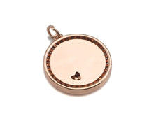 Load image into Gallery viewer, White Enamel Love with Pave Heart On Round Charms/Pendant, Enamel Pendant, Micro Pave CZ, Coin Enamel Jewelry Findings,19x21mm,Sku#FH147