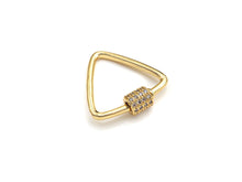 Load image into Gallery viewer, Clear CZ Micro pave Triangle Clasp, CZ Pave Lock, Gold/Silver/Rose Gold/Gunmetal Carabiner Clasp, 24x25mm, sku#H269
