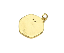 Load image into Gallery viewer, CZ Micro Pave Embossed Night Owl On Round Coin Shape Pendant, 18K Gold Medallion Charm, Necklace Bracelet Charm Pendant,18x22mm,Sku#FH165