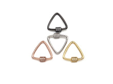 Load image into Gallery viewer, Clear CZ Micro pave Triangle Clasp, CZ Pave Lock, Gold/Silver/Rose Gold/Gunmetal Carabiner Clasp, 24x25mm, sku#H269