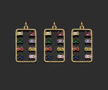 Load image into Gallery viewer, Gold Filled Colorful Baguette CZ Micro Pave Rectangle Shape Pendant, 14K Gold Filled Charm, Necklace Bracelet Charm Pendant,14x25mm,Sku#CP24