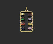 Load image into Gallery viewer, Gold Filled Colorful Baguette CZ Micro Pave Rectangle Shape Pendant, 14K Gold Filled Charm, Necklace Bracelet Charm Pendant,14x25mm,Sku#CP24