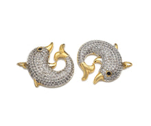 Load image into Gallery viewer, Gold Dolphin Shape CZ Micro Pave Charms,  23x25mm, Sku#F1278C