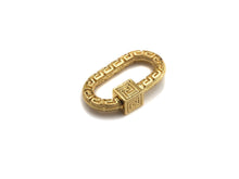 Load image into Gallery viewer, NEW Engraved Oval Shape Clasp, CZ Pave Clasp, Gold/Silver/Rose Gold/Gunmetal Carabiner Clasp, 14x23mm, sku#H205