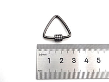 Load image into Gallery viewer, Clear CZ Micro pave Triangle Clasp, CZ Pave Lock, Gold/Silver/Rose Gold/Gunmetal Carabiner Clasp, 24x25mm, sku#H269