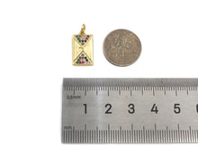 Load image into Gallery viewer, Colorful CZ Micro Pave Double Triangle On Rectangle Pendant/Charm, Bracelet Necklace CZ Rectangle Pendant Charm,9x16mm,Sku#L463