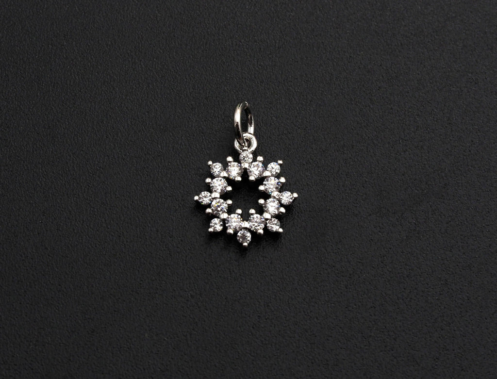 CZ Micro Pave open flower pendant charm, sku#L274