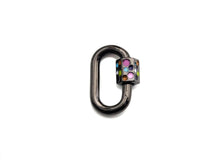 Load image into Gallery viewer, NEW Colorful Enamel Oval Shape Clasp, CZ Pave Clasp, Gold/Silver/Rose Gold/Gunmetal Carabiner Clasp, 15x22mm, sku#H230