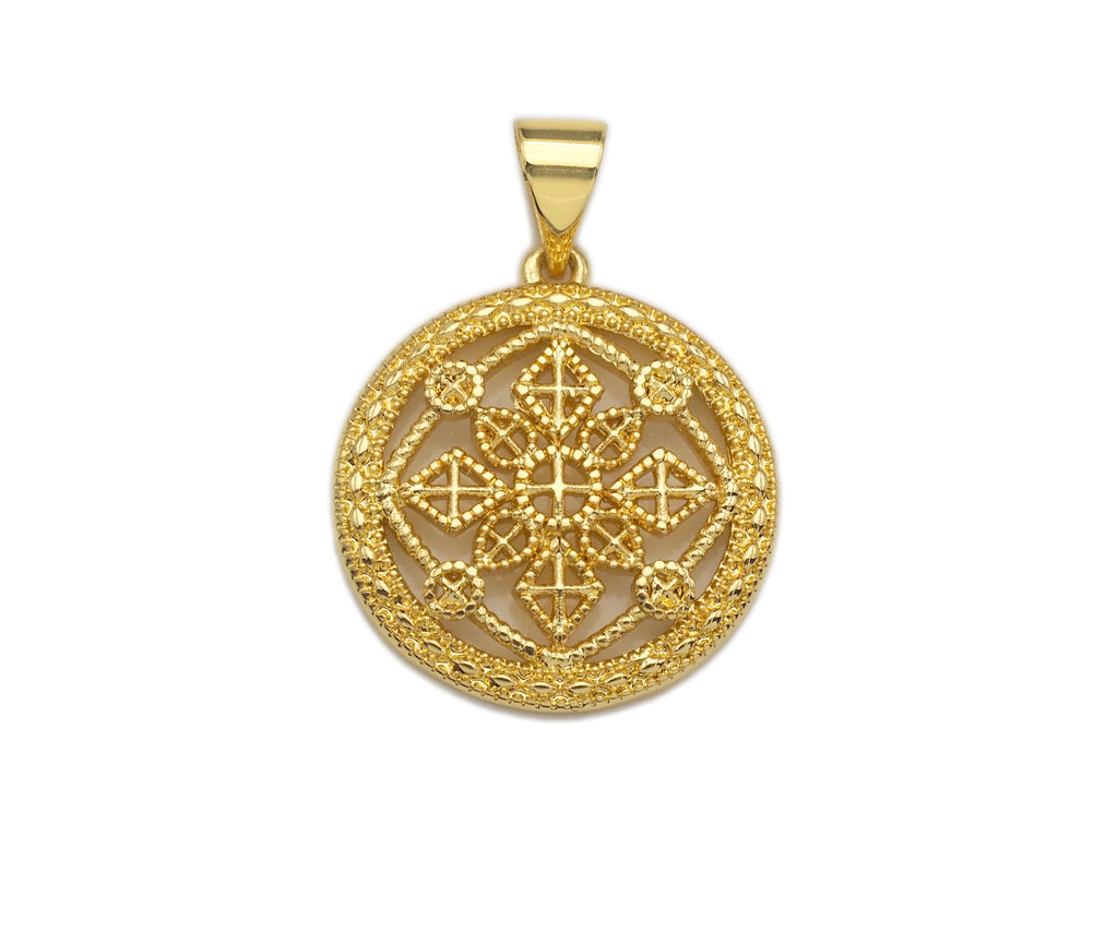 Dainty Gold Hollowed-out Rhombus Round Charms, Dainty Charms, Gold  Pendant, Round Necklace Charms, 17x19mm, Sku#F1302